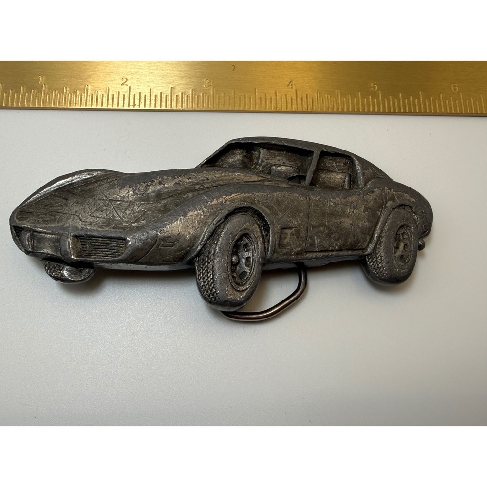 Bergamot Brass Works 1979 Corvette Stingray Pewter Belt Buckle Vintage USA - Picture 7 of 7